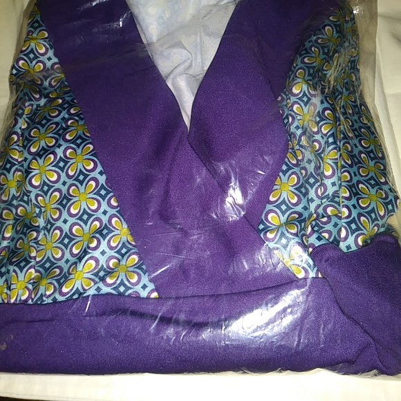 Avon V-neck Dress Purple Trim Body Multi-colored - Picture 4 of 7